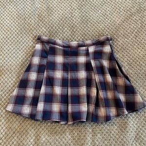 SO Purple and White Skater Mini Skirt Pleated